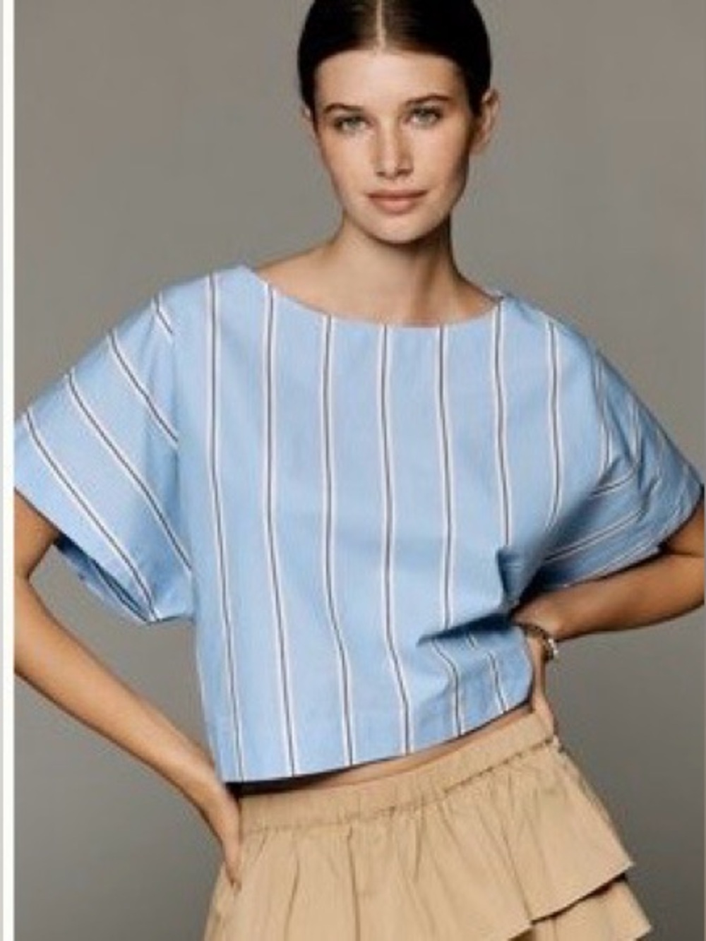 Maeve Cotton Short-Sleeve Crew Neck Top